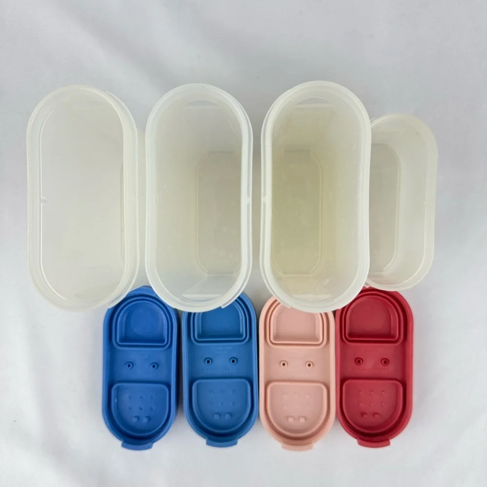 Vintage Set of 4 Tupperware Modular Mate Spice Salt Pepper Shaker Containers